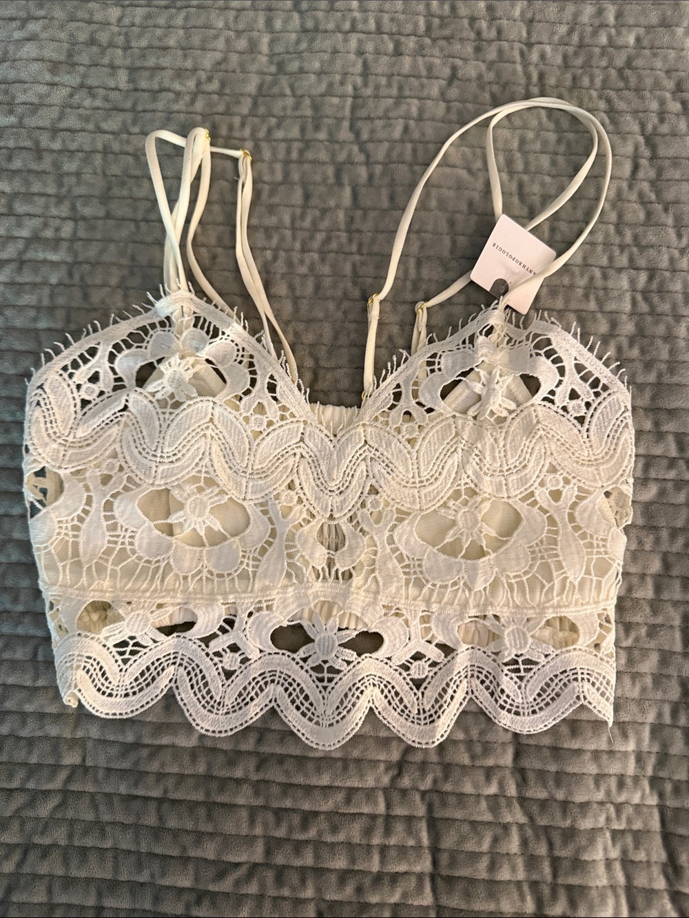 Anthropologie White Lace Cropped Bralette